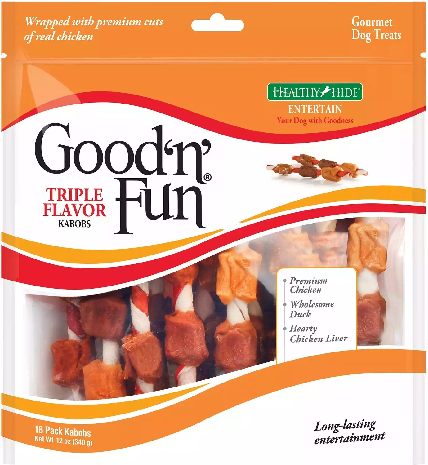 Good 'n' Fun Triple Flavor Kabobs Chicken, Duck & Chicken Liver Dog Chews