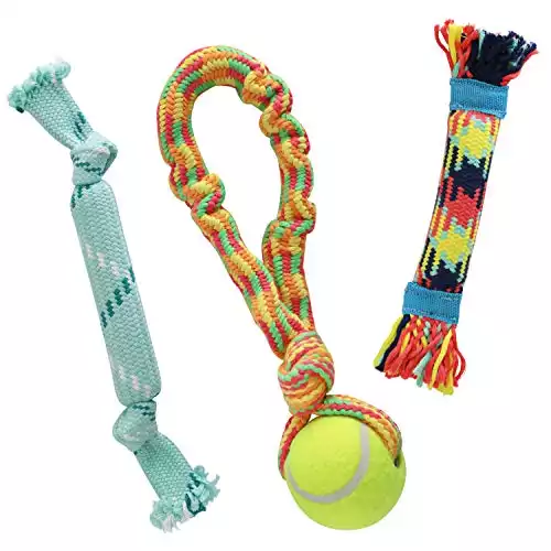 Rocket & Rex Dog Toy Pack And Dog Rope Toys With Ball For Tug Of War