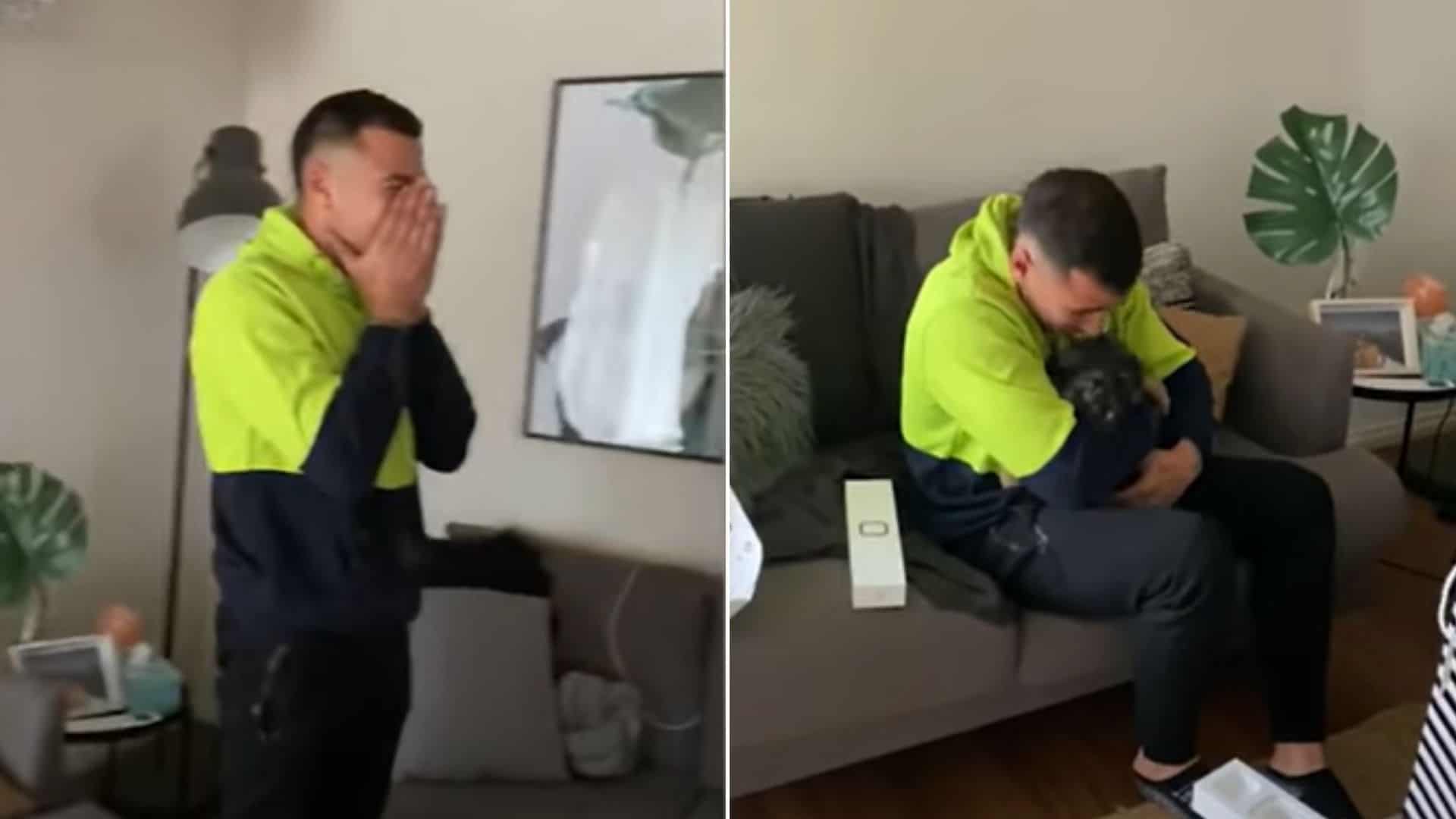 Man Bursts Into Tears When He Realizes That His B-Day Gift Was Actually A German Shepherd Puppy