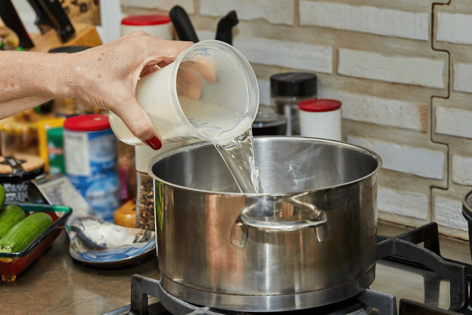 a woman prepares water