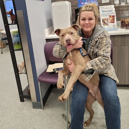 Blonde woman and dog