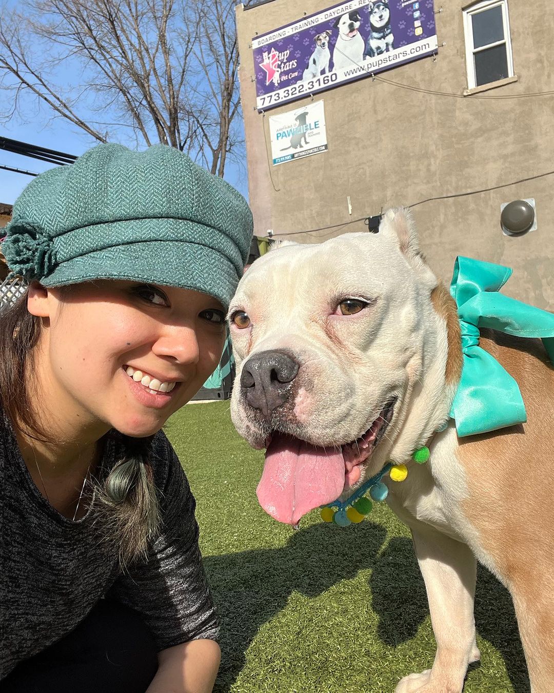 cute dog and woman