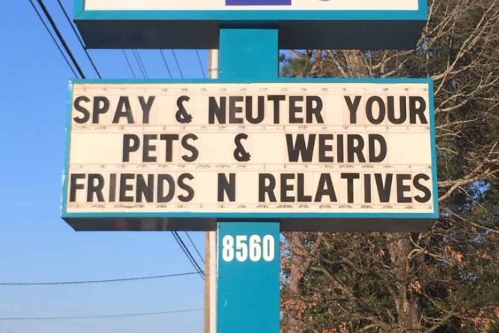 funny vet clinic sign about neutering