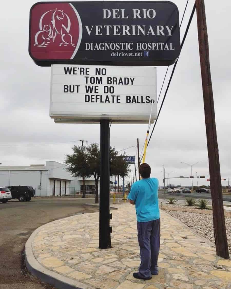 funny vet sign about deflating balls