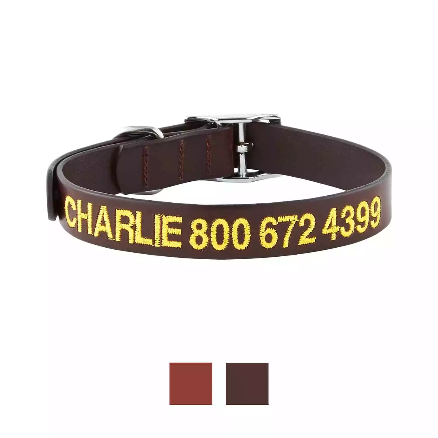 GoTags Personalized Leather Dog Collar