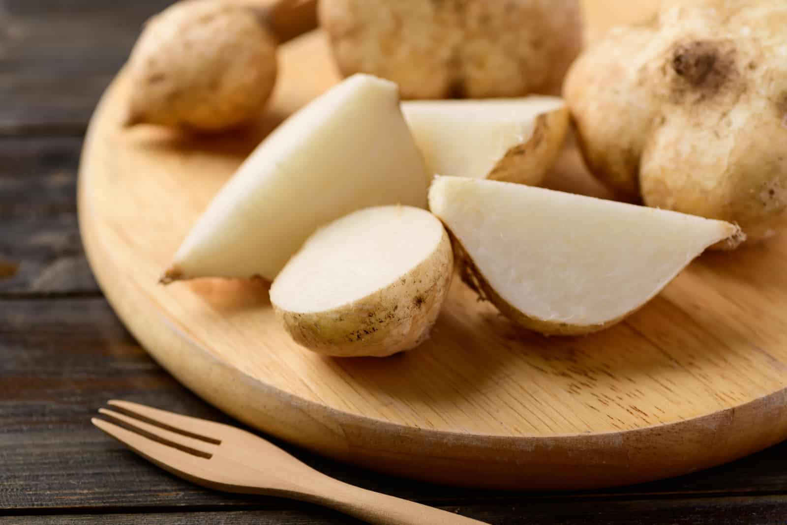 jicama cut into an oval