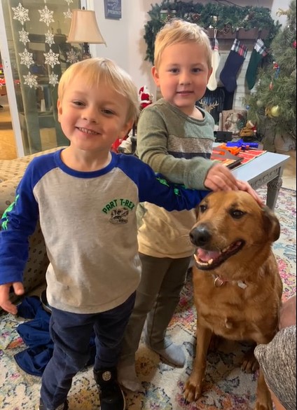 kids with their dog