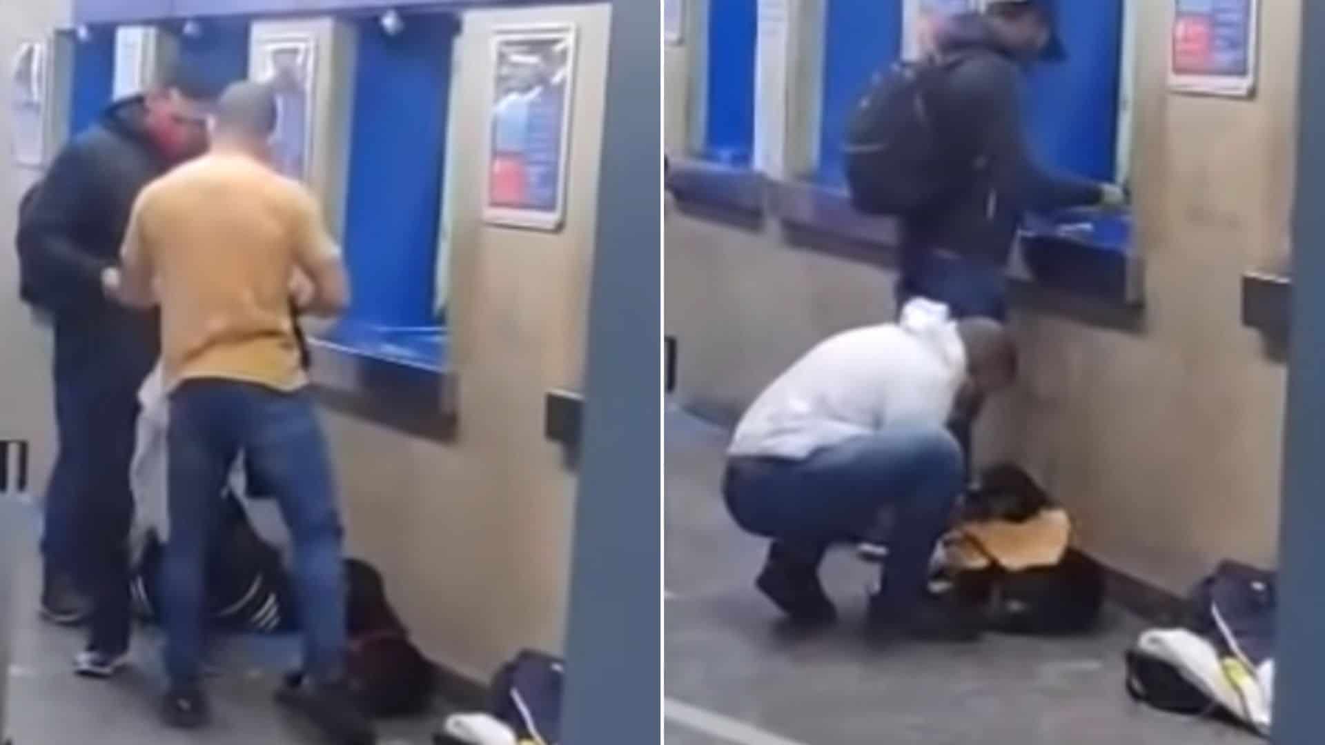 A Random Passenger Sees A Dog Freezing, Takes Off His Shirt To Warm Him Up