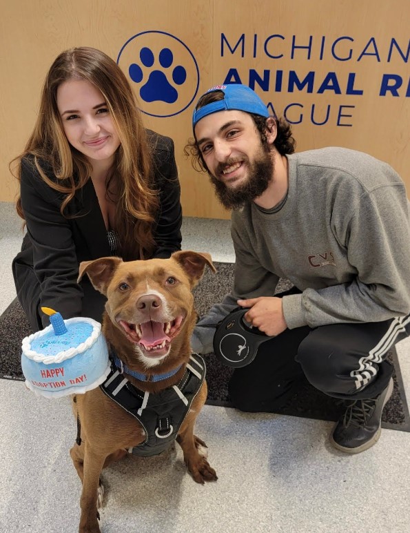 loving couple with their dog