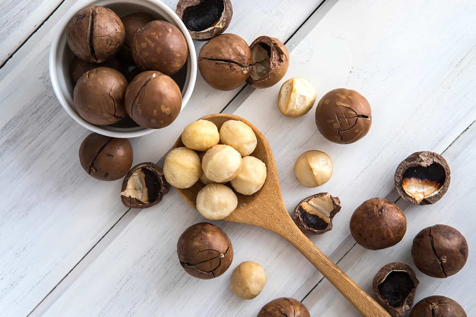 macadamia nuts on a table