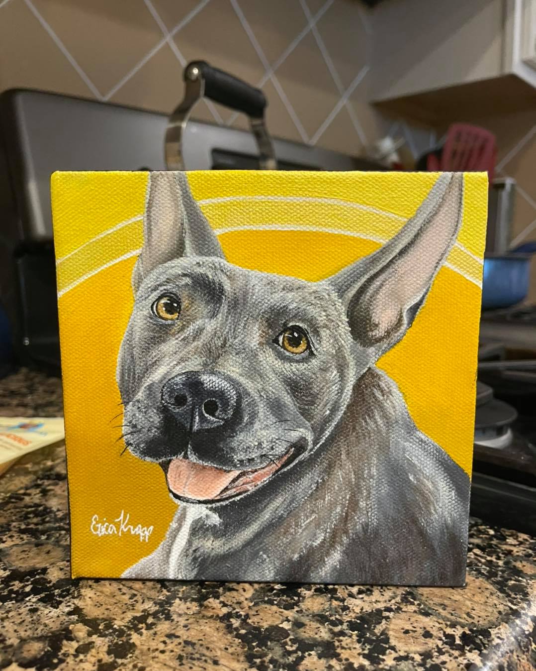 painting of a late dog