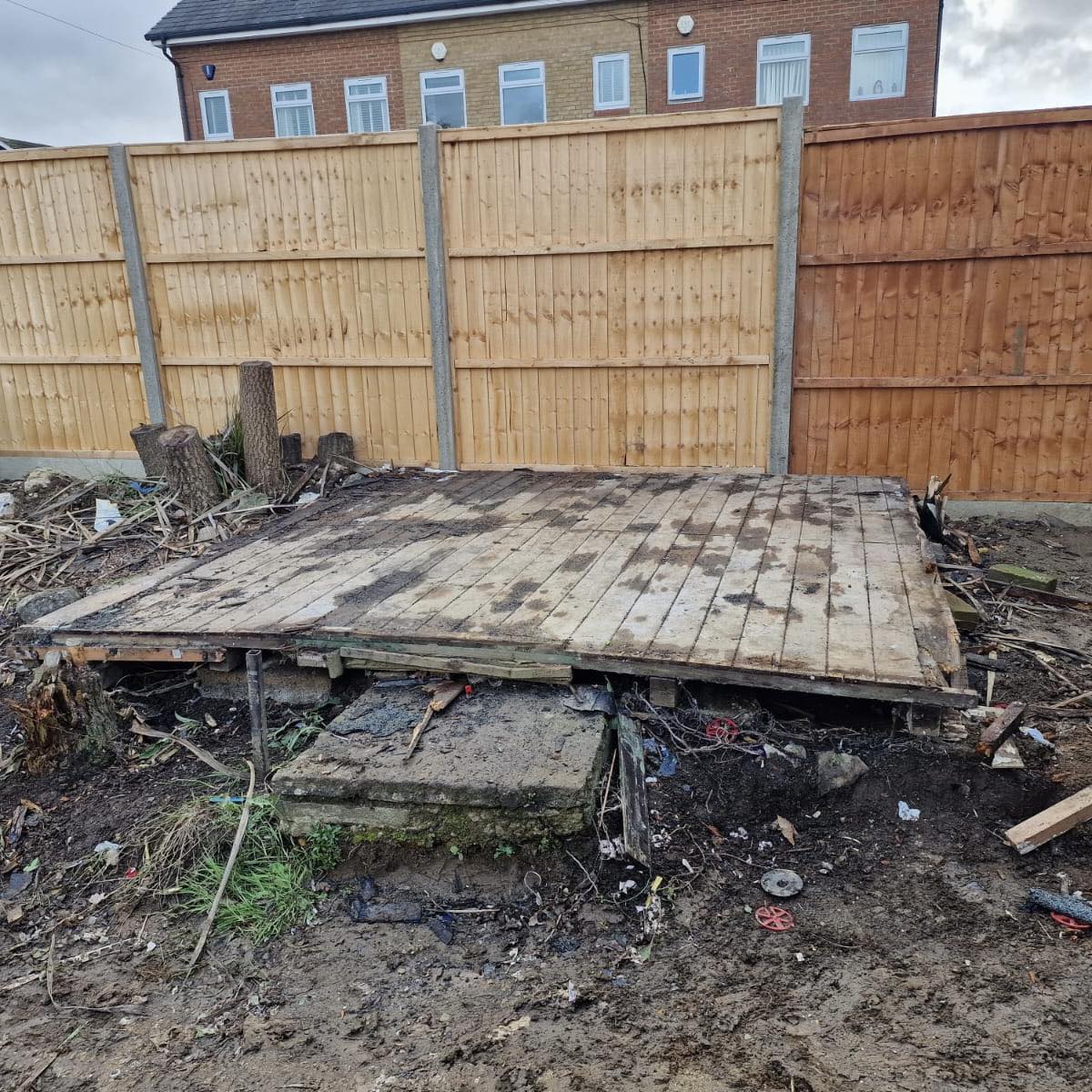 photo of demolished shed