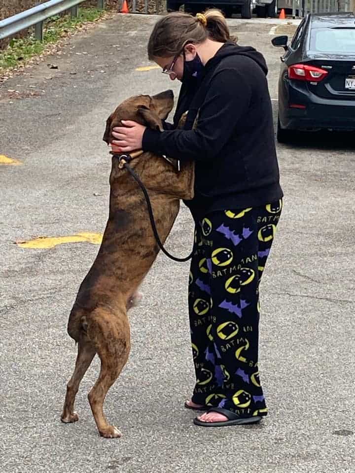 photo of Picaso and the girl he helped in the parking lot