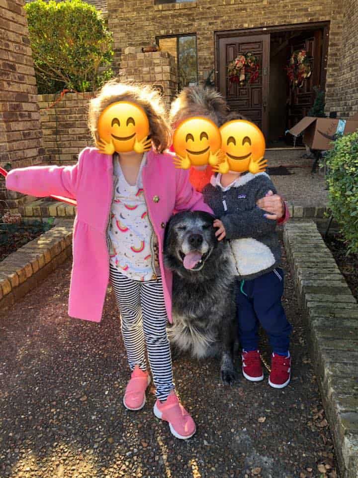 photo of the dog with his new family