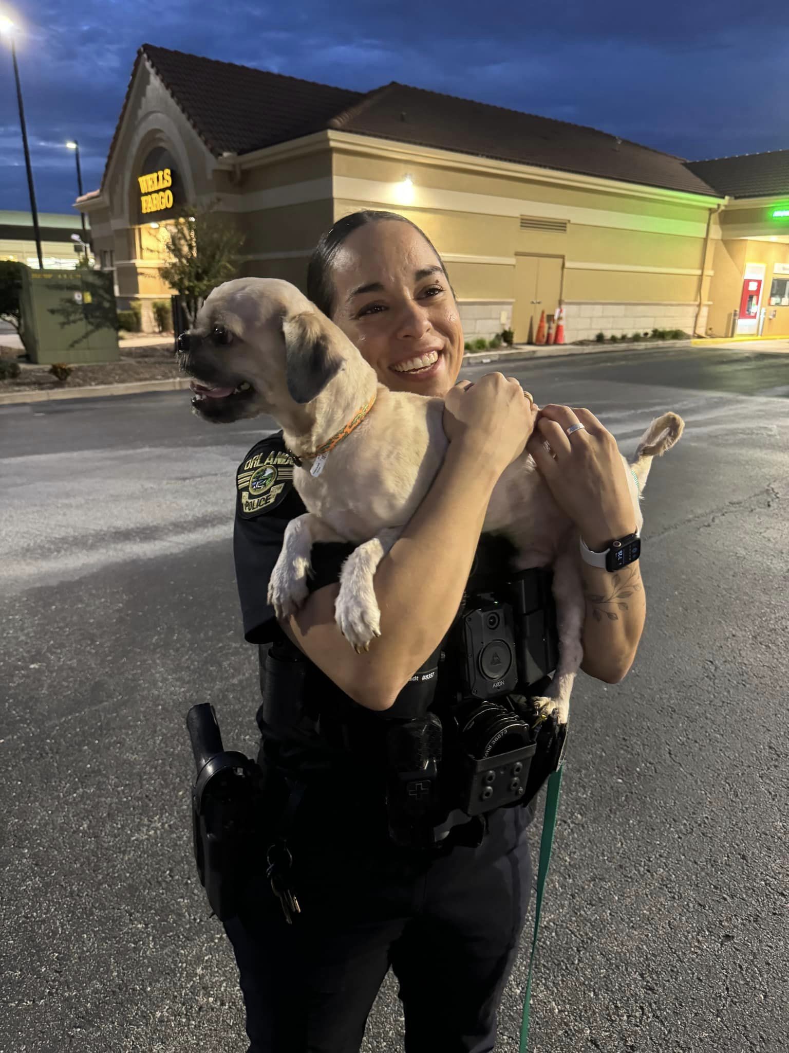 police officer holding the dog