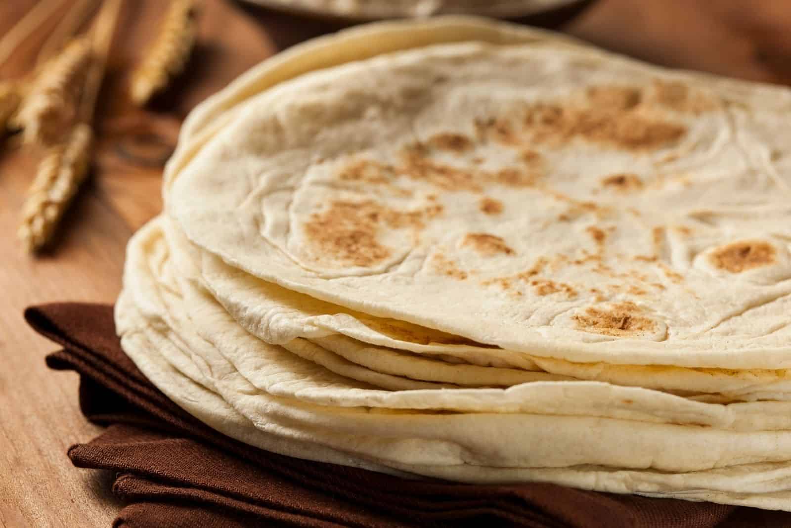 stack of tortilla made of flour and homemade