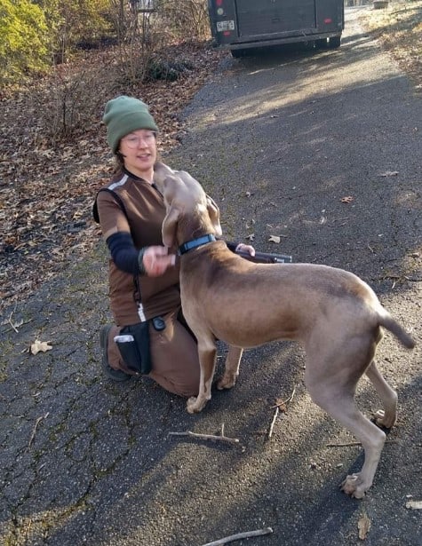 the dog was happy for the woman