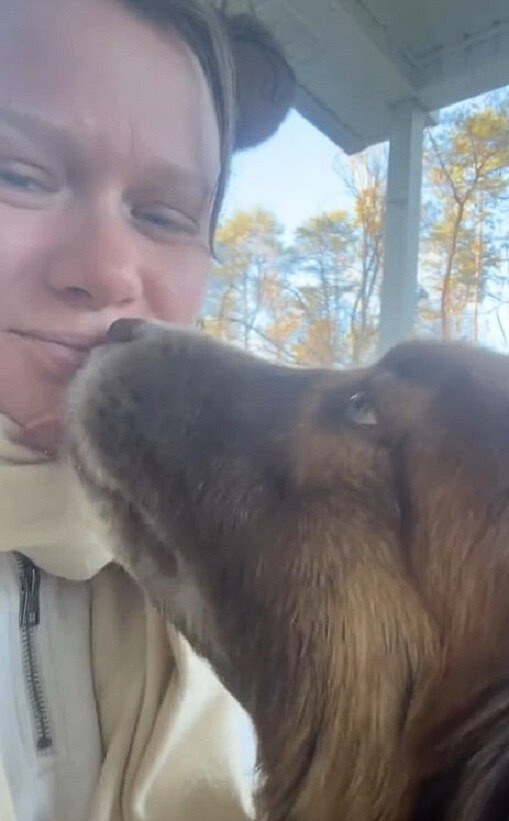 woman and her cute dog