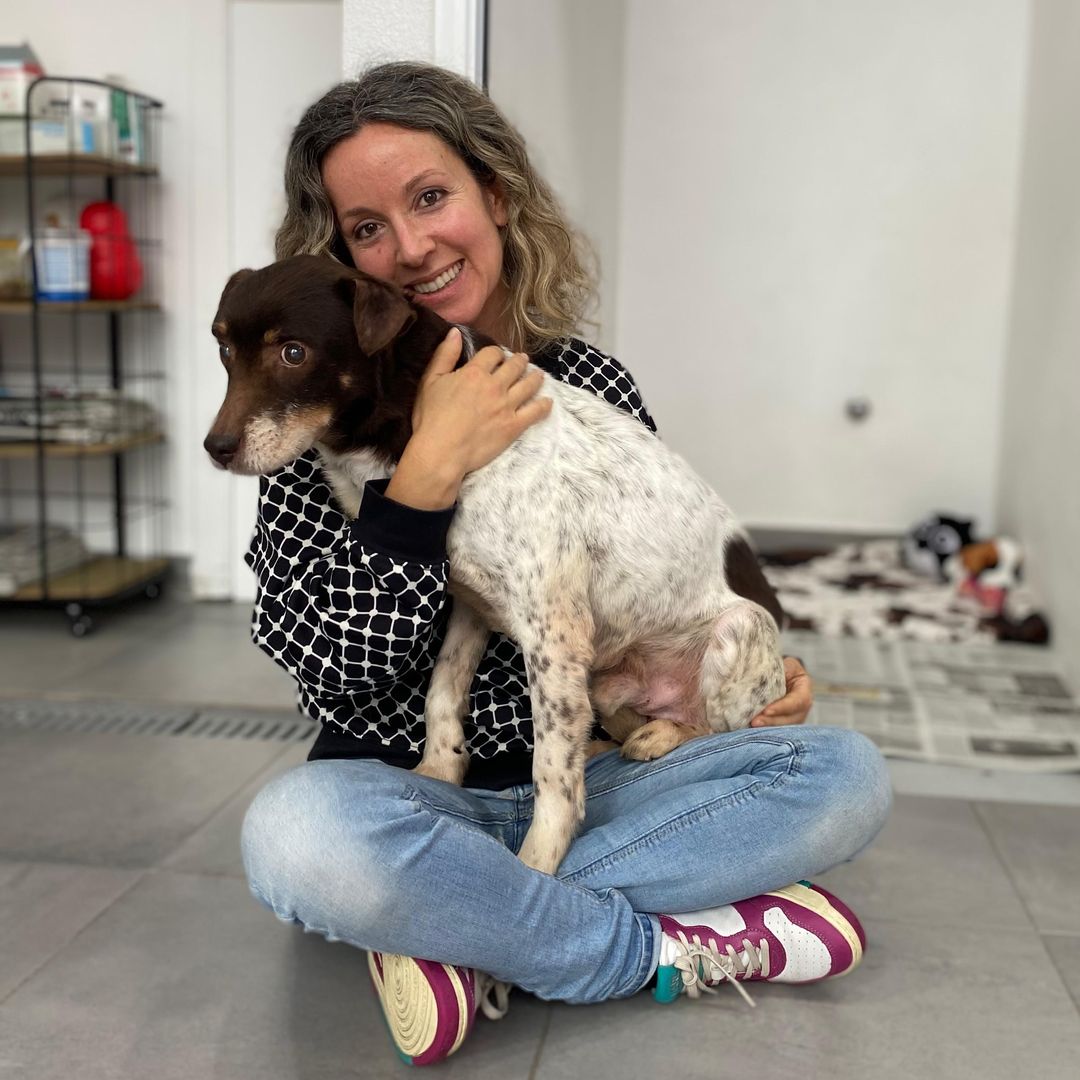 woman hugging her new dog