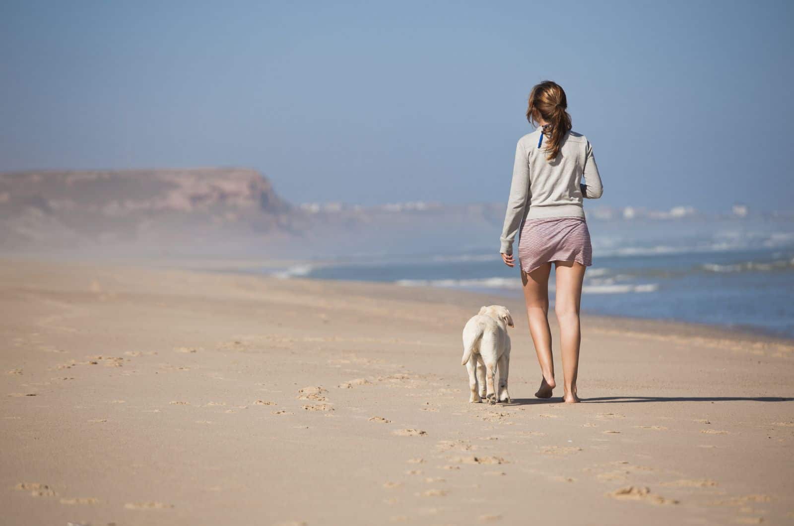 woman walking her dog