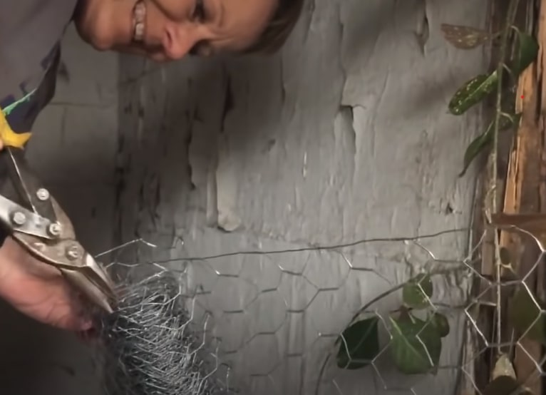 a woman with scissors cuts a wire