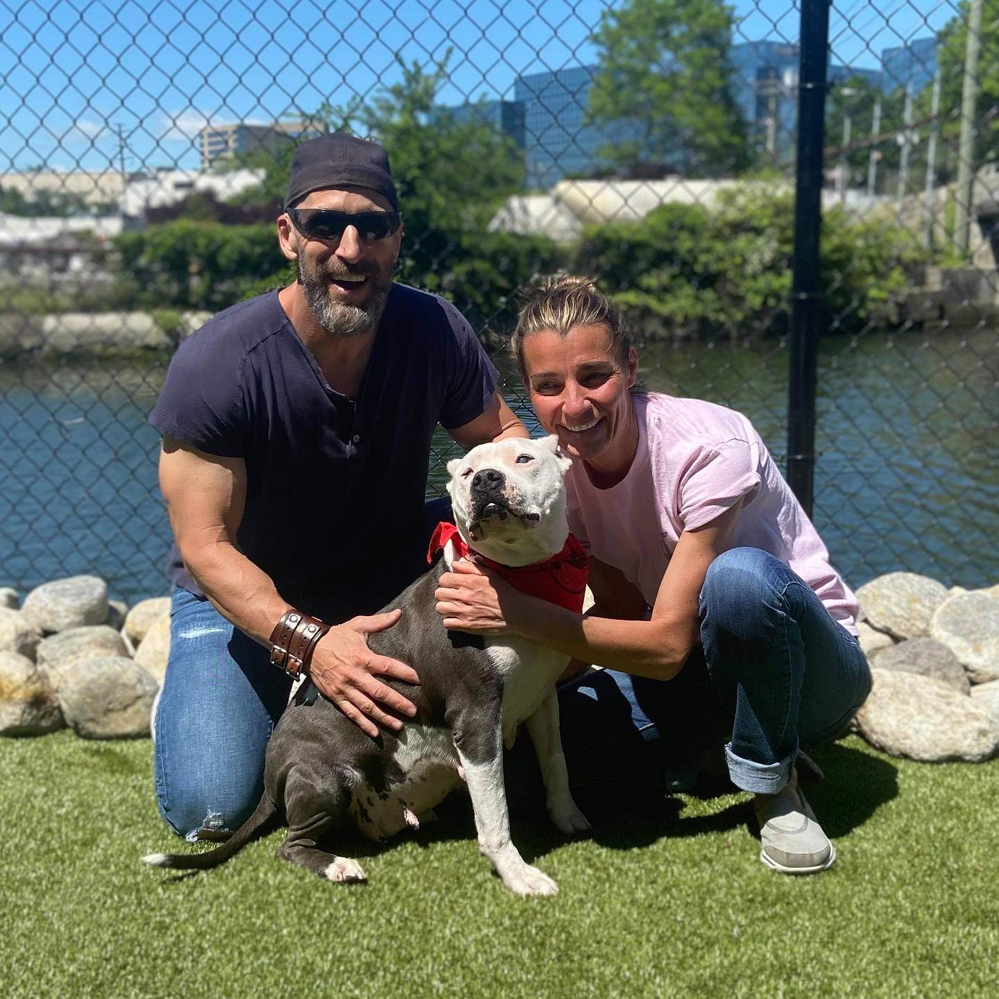 couple and blind dog