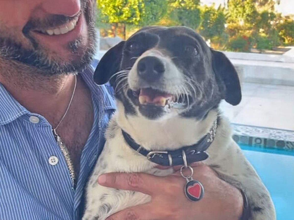 smiling man and a dog