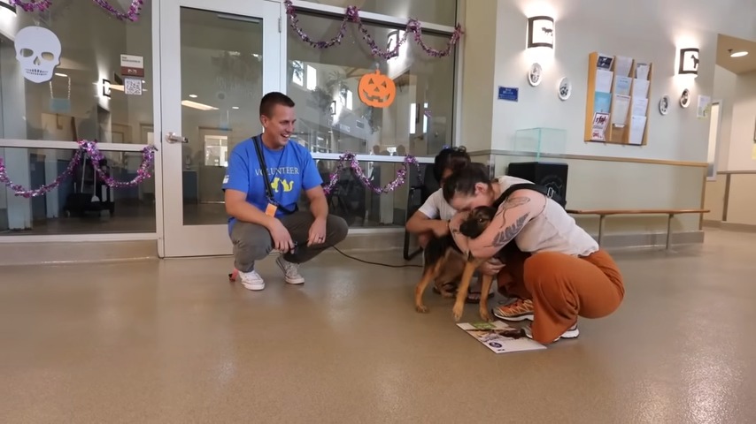 young people with adopted dog