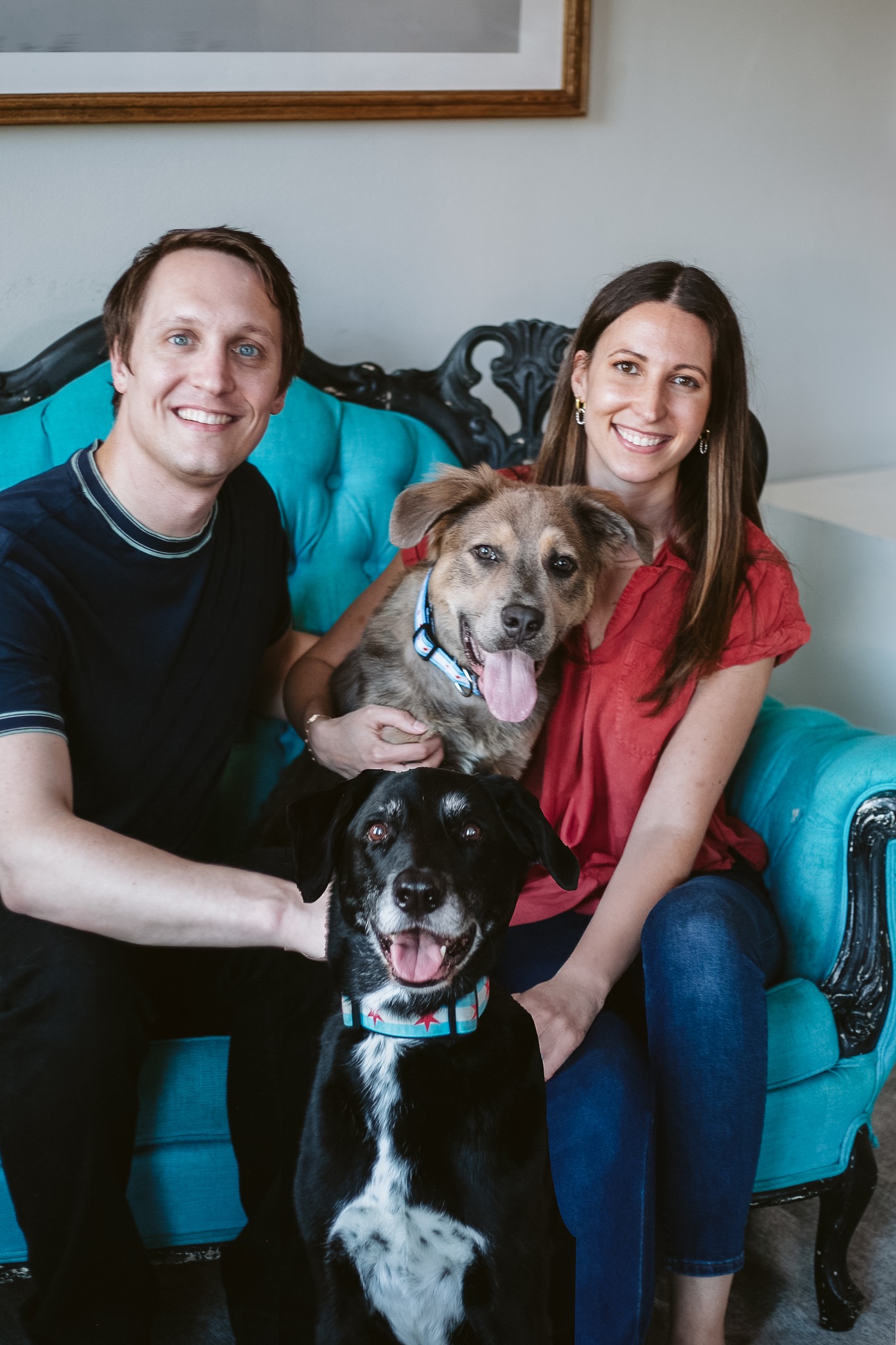 couple and two dogs