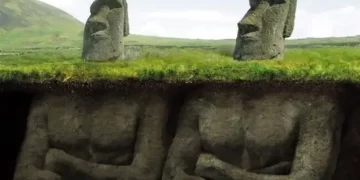 The intact authentic remains of famous head statues on Easter Island have been discovered