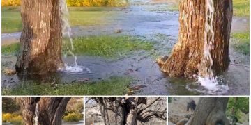 A Rare Natural Phenomenon: Gushing Water Tree, 150 Years Old