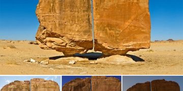 Thousand-Year-Old Giant Rock Split in Half in the Middle of the Desert, the More You Look, the More Mysterious It Gets