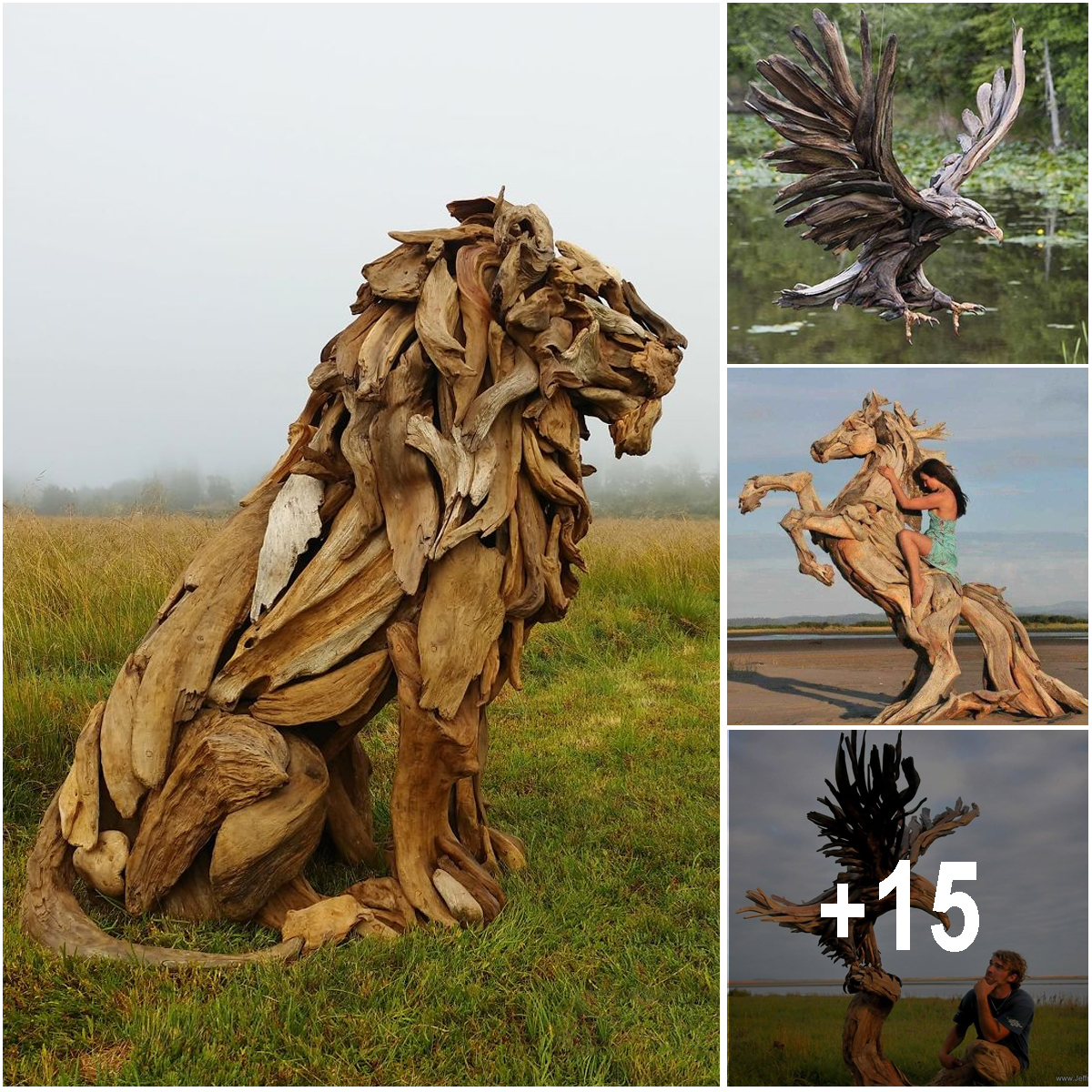 From Beach to Art: The Stunning Wooden Sculptures of Seaside Treasures.