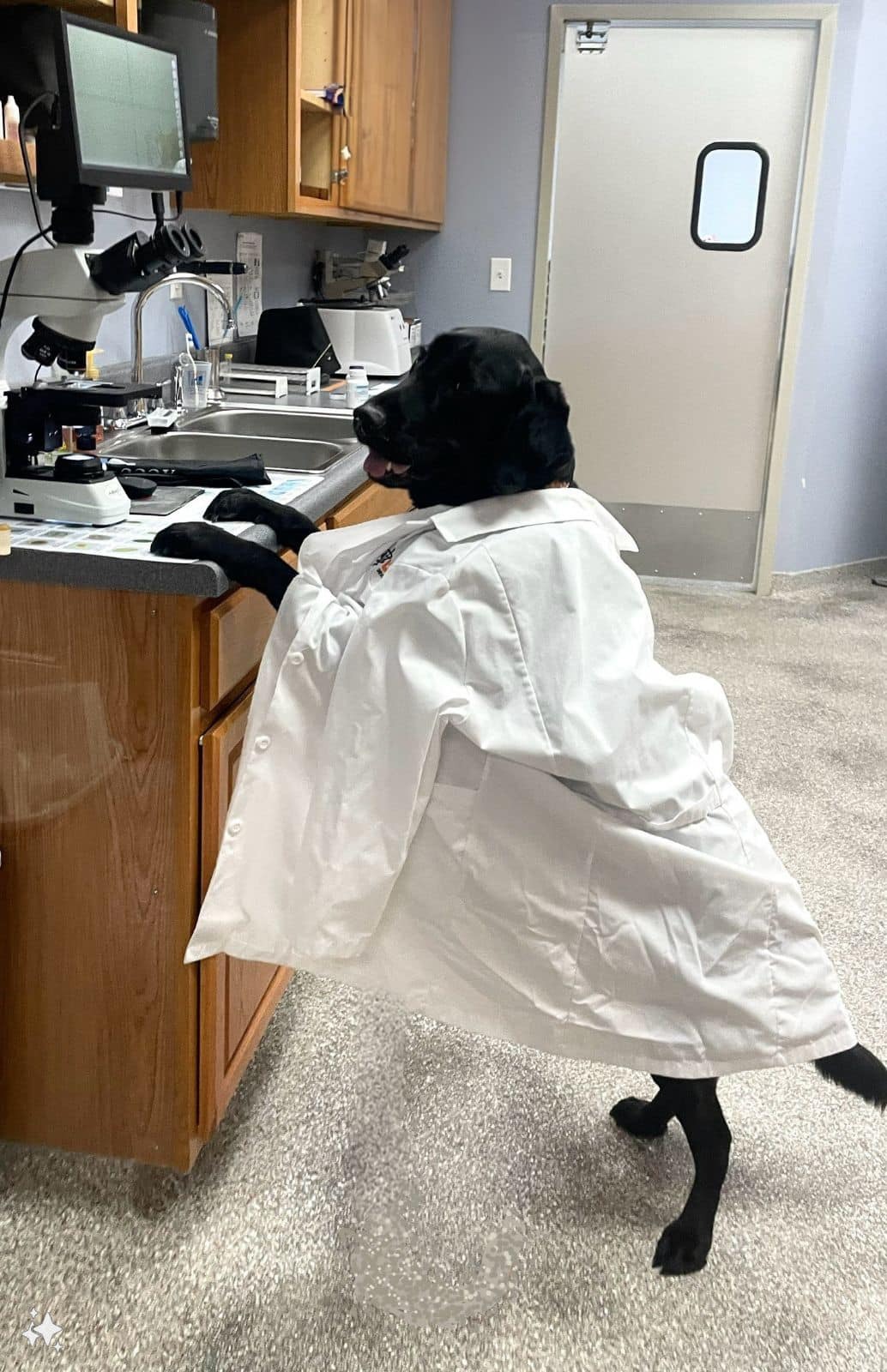 dog with doctor vest