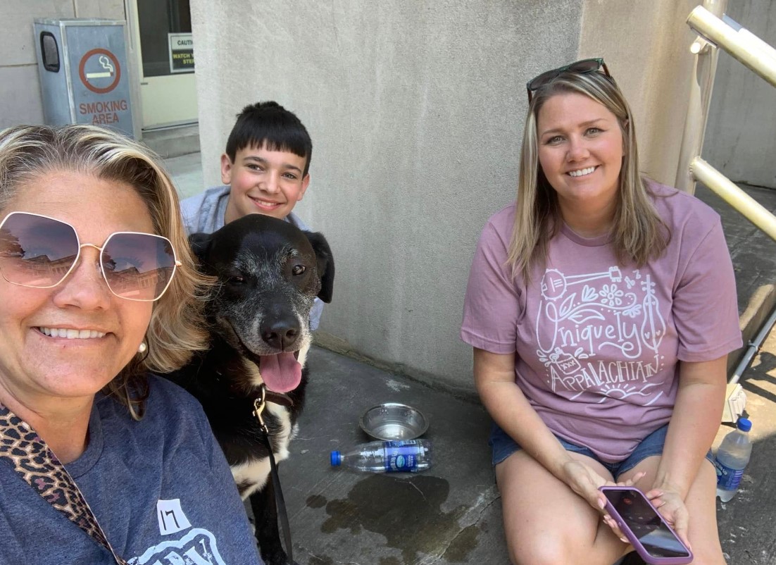 happy family with a dog