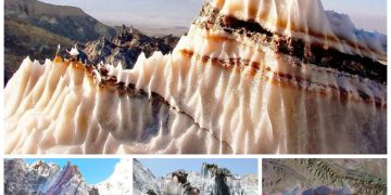 Salt domes and salt glaciers create a very unique shape for the Zagros Mountains, Iran