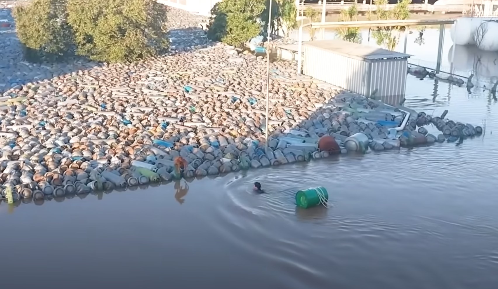 rescuer swimming in water